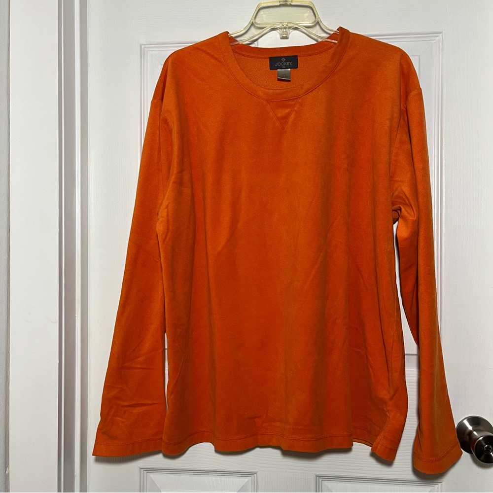 Jockey Orange Mens Crew Neck Pull Over Micro Fleece Shirt